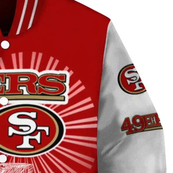 custom san francisco 49ers ferris arena red white varsity jacket premium grade