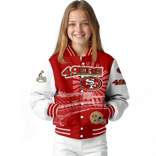 custom san francisco 49ers ferris arena red white varsity jacket top rated