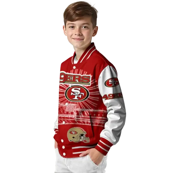 custom san francisco 49ers ferris arena red white varsity jacket trendy