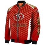 custom san francisco 49ers hexagon grid red bomber jacket best selling