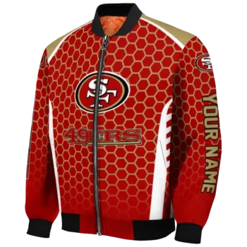 custom san francisco 49ers hexagon grid red bomber jacket best selling