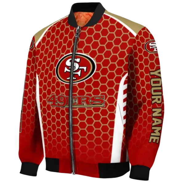 custom san francisco 49ers hexagon grid red bomber jacket best selling