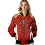 custom san francisco 49ers hexagon grid red bomber jacket best selling