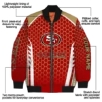 custom san francisco 49ers hexagon grid red bomber jacket best selling