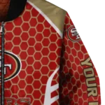 custom san francisco 49ers hexagon grid red bomber jacket best selling