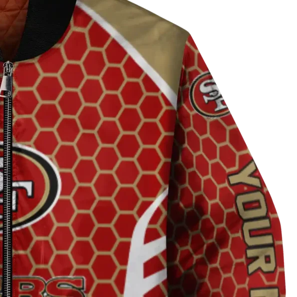 custom san francisco 49ers hexagon grid red bomber jacket premium grade