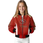 custom san francisco 49ers hexagon grid red bomber jacket best selling