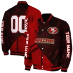 custom san francisco 49ers hexagon mesh red black varsity jacket best selling