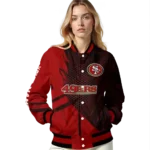 custom san francisco 49ers hexagon mesh red black varsity jacket best selling