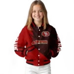 custom san francisco 49ers hexagon mesh red black varsity jacket best selling