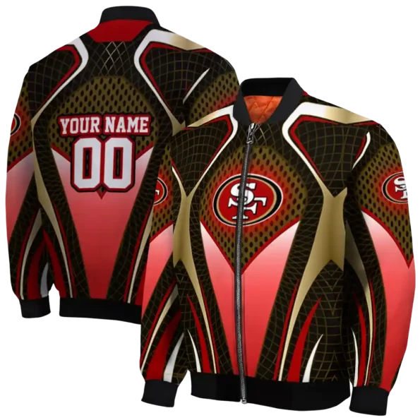 custom san francisco 49ers mesh chest tan crocs black bomber jacket fashion forward