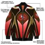 custom san francisco 49ers mesh chest tan crocs black bomber jacket best selling