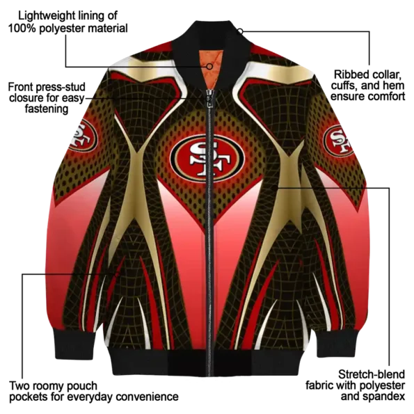 custom san francisco 49ers mesh chest tan crocs black bomber jacket new arrival