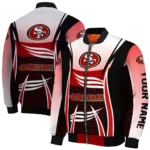 custom san francisco 49ers mesh effect red black bomber jacket best selling