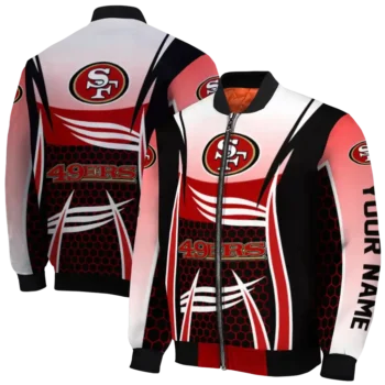 custom san francisco 49ers mesh effect red black bomber jacket fashion forward