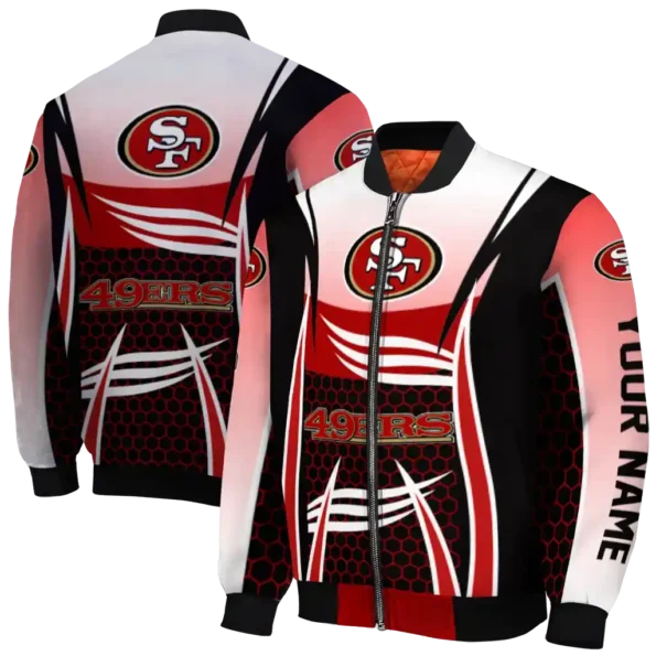custom san francisco 49ers mesh effect red black bomber jacket fashion forward