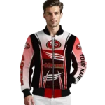 custom san francisco 49ers mesh effect red black bomber jacket best selling