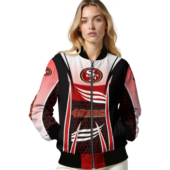 custom san francisco 49ers mesh effect red black bomber jacket latest model