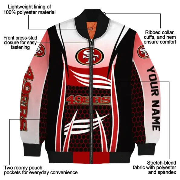 custom san francisco 49ers mesh effect red black bomber jacket new arrival
