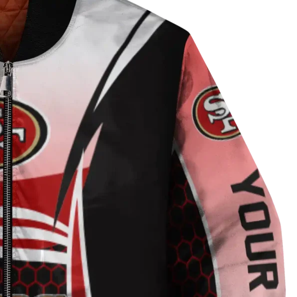 custom san francisco 49ers mesh effect red black bomber jacket premium grade