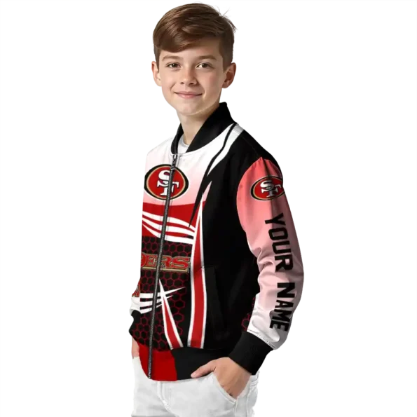 custom san francisco 49ers mesh effect red black bomber jacket trendy
