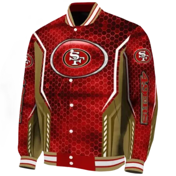 custom san francisco 49ers power plate red varsity jacket best selling