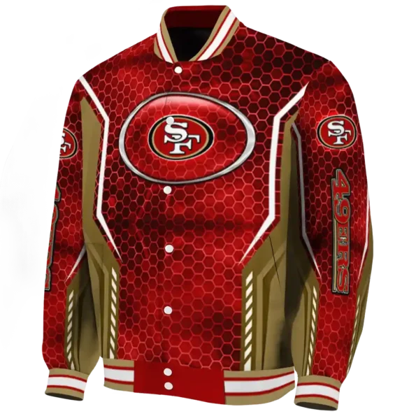 custom san francisco 49ers power plate red varsity jacket best selling