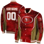 custom san francisco 49ers power plate red varsity jacket best selling