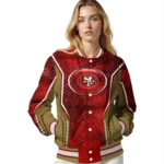 custom san francisco 49ers power plate red varsity jacket best selling