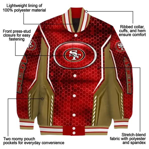 custom san francisco 49ers power plate red varsity jacket new arrival