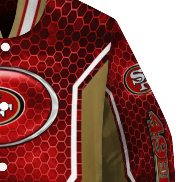 custom san francisco 49ers power plate red varsity jacket premium grade