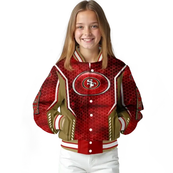 custom san francisco 49ers power plate red varsity jacket top rated