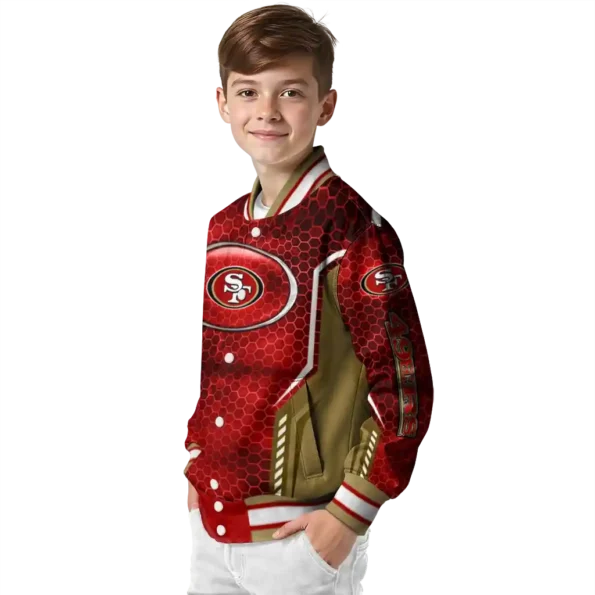 custom san francisco 49ers power plate red varsity jacket trendy