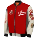 custom san francisco 49ers razorback outline red nude bomber jacket best selling