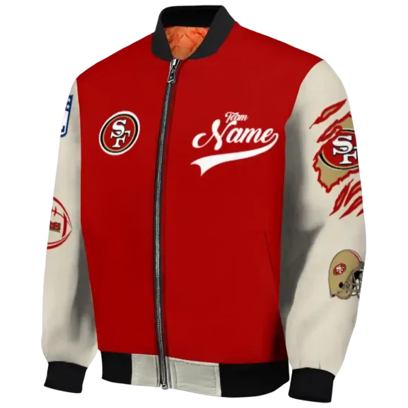 custom san francisco 49ers razorback outline red nude bomber jacket best selling