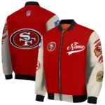 custom san francisco 49ers razorback outline red nude bomber jacket best selling