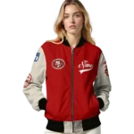 custom san francisco 49ers razorback outline red nude bomber jacket best selling