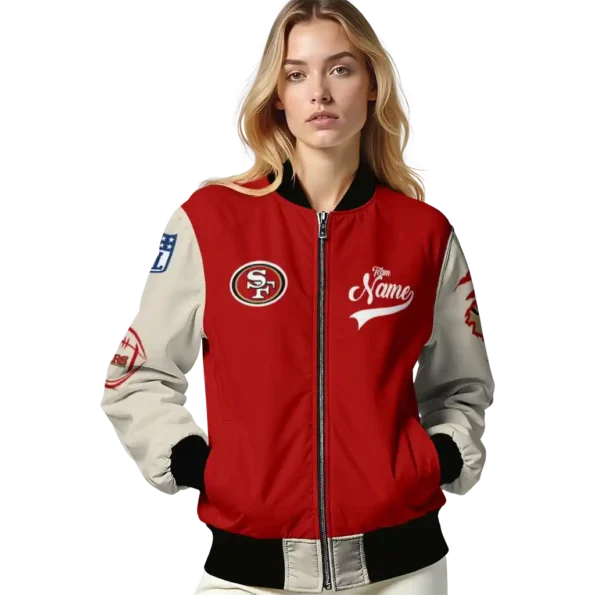 custom san francisco 49ers razorback outline red nude bomber jacket latest model