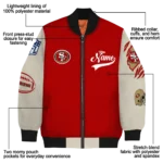 custom san francisco 49ers razorback outline red nude bomber jacket best selling