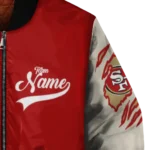 custom san francisco 49ers razorback outline red nude bomber jacket best selling
