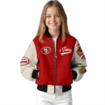 custom san francisco 49ers razorback outline red nude bomber jacket best selling