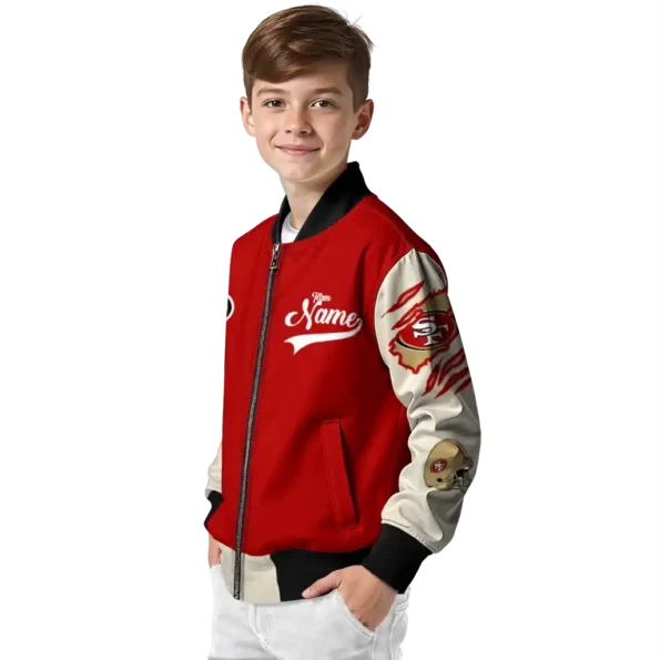 custom san francisco 49ers razorback outline red nude bomber jacket trendy