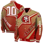 custom san francisco 49ers star burst red varsity jacket best selling