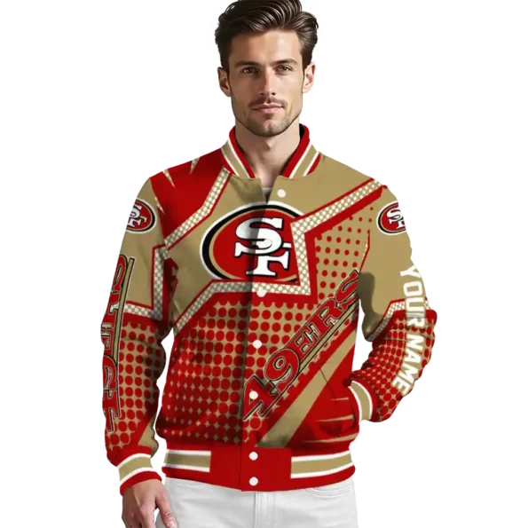 custom san francisco 49ers star burst red varsity jacket high quality