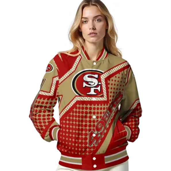 custom san francisco 49ers star burst red varsity jacket latest model