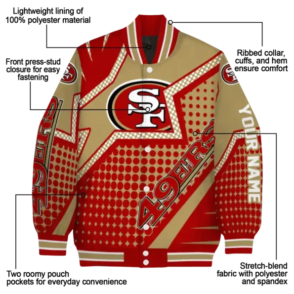 custom san francisco 49ers star burst red varsity jacket new arrival