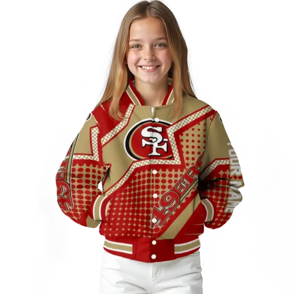 custom san francisco 49ers star burst red varsity jacket top rated