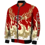 custom san francisco 49ers winged blaze red white bomber jacket best selling
