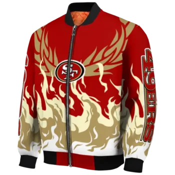 custom san francisco 49ers winged blaze red white bomber jacket best selling