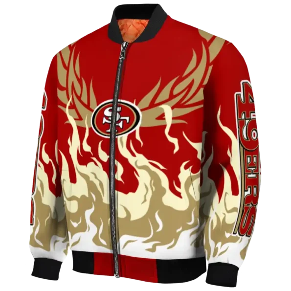 custom san francisco 49ers winged blaze red white bomber jacket best selling